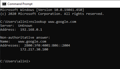 nslookup